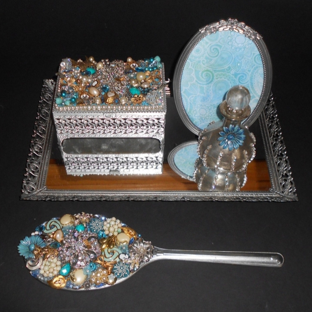 Vanity Set, Vintage/Repurposed